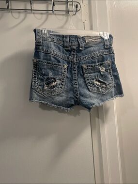Women’s BKE DENIM PUNK ROCK STELLA BLUE JEAN DISTRESS SHORTS